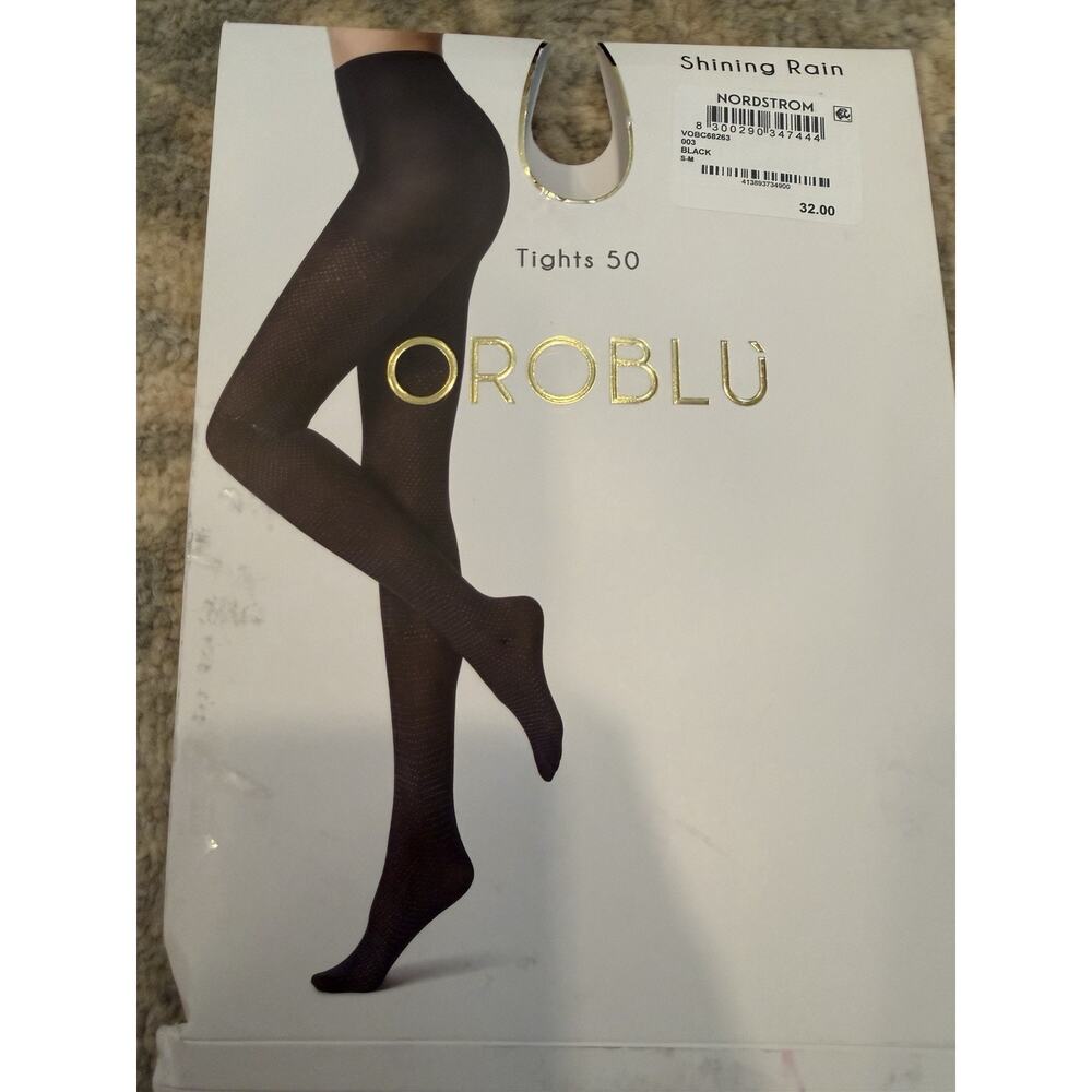 Oroblu Tights 50 Black Shining Room Sz S/M NIB NEW $32